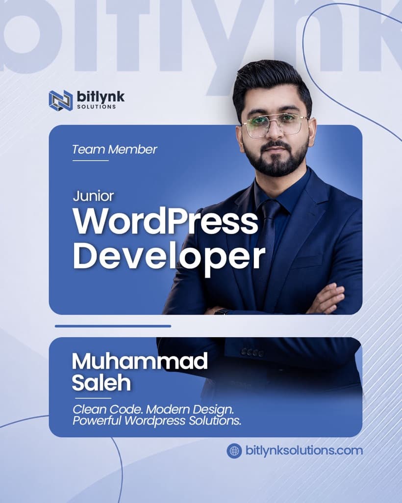 Muhammad Saleh — Junior WordPress Developer, Bitlynk Solutions
